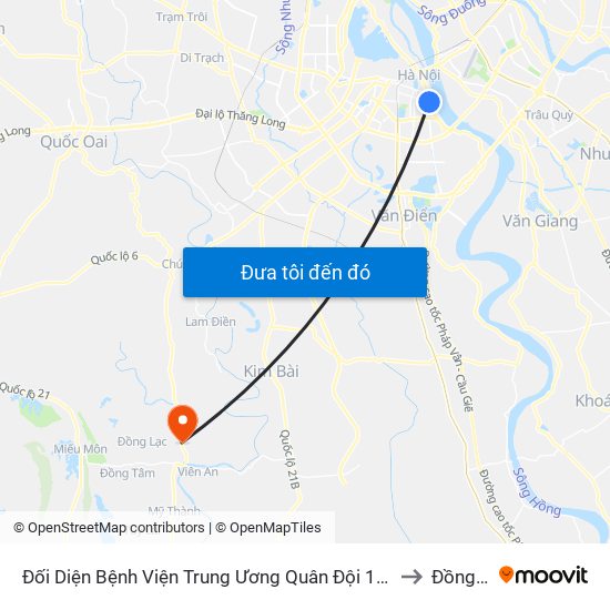 Đối Diện Bệnh Viện Trung Ương Quân Đội 108 - Trần Hưng Đạo to Đồng Phú map