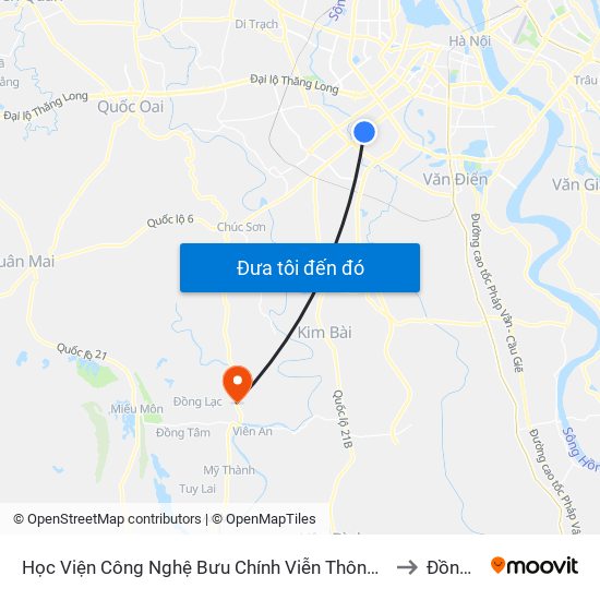 Học Viện Công Nghệ Bưu Chính Viễn Thông - Trần Phú (Hà Đông) to Đồng Phú map
