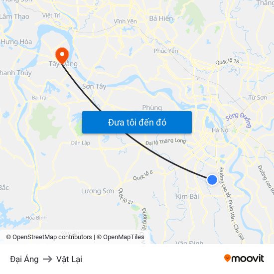 Đại Áng to Vật Lại map