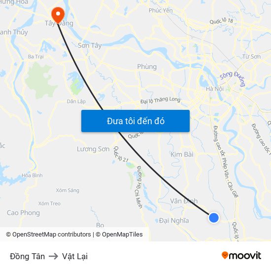 Đồng Tân to Vật Lại map