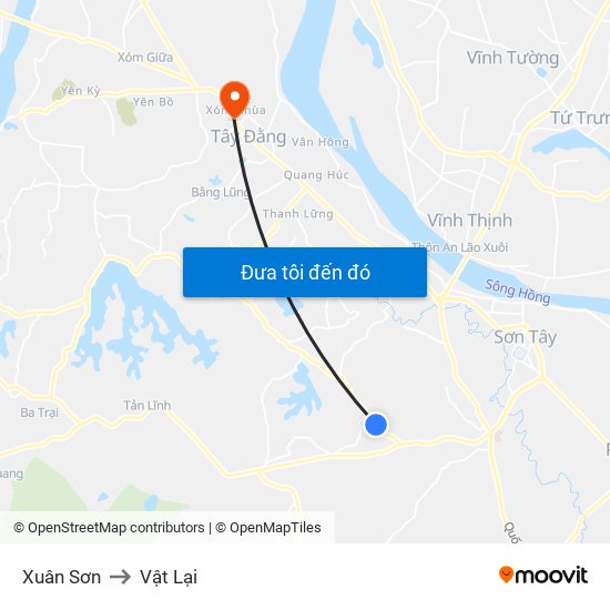 Xuân Sơn to Vật Lại map