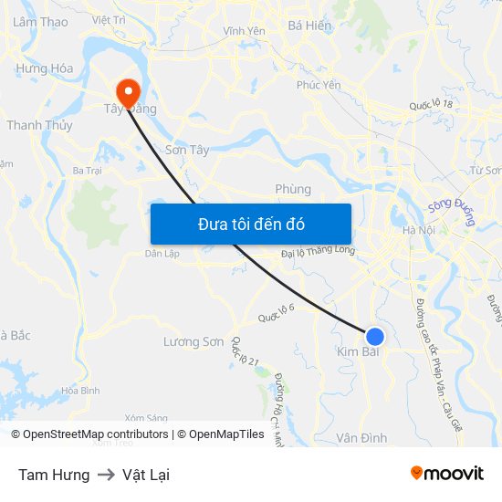 Tam Hưng to Vật Lại map