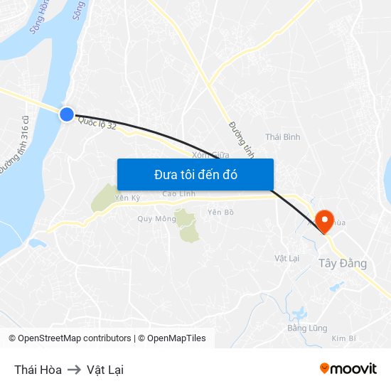 Thái Hòa to Vật Lại map