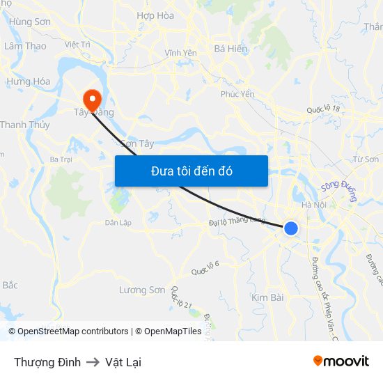 Thượng Đình to Vật Lại map