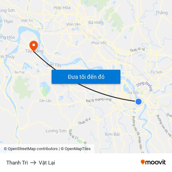 Thanh Trì to Vật Lại map