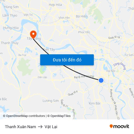 Thanh Xuân Nam to Vật Lại map