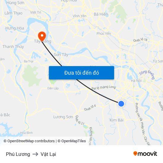 Phú Lương to Vật Lại map