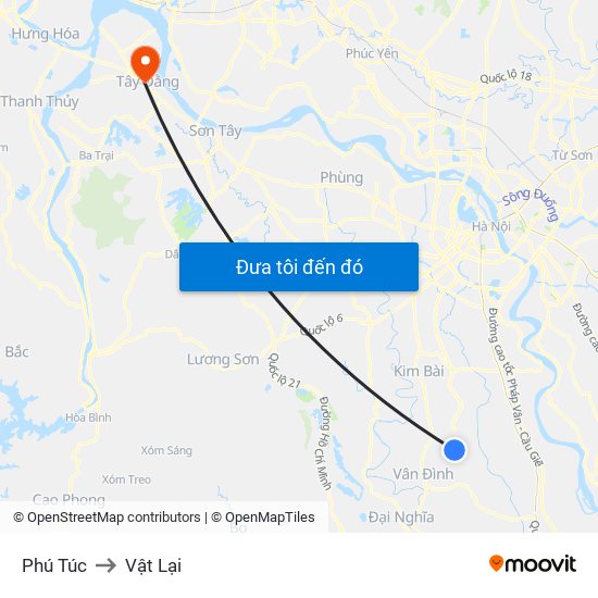 Phú Túc to Vật Lại map