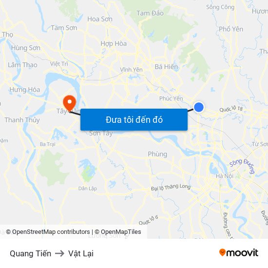 Quang Tiến to Vật Lại map