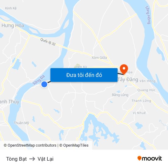 Tòng Bạt to Vật Lại map