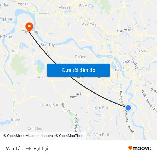 Vân Tảo to Vật Lại map