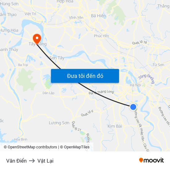 Văn Điển to Vật Lại map