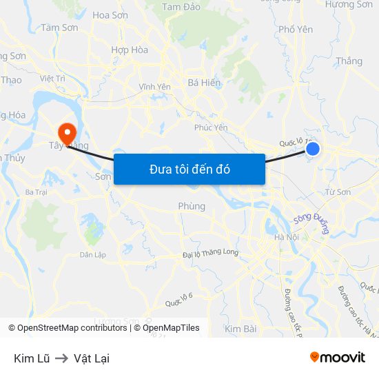 Kim Lũ to Vật Lại map