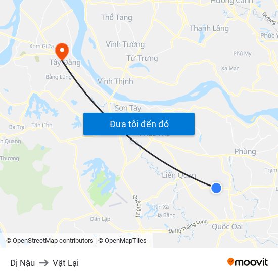 Dị Nậu to Vật Lại map