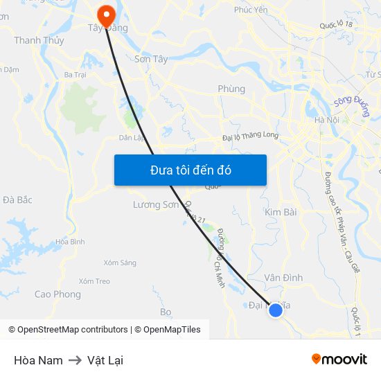 Hòa Nam to Vật Lại map