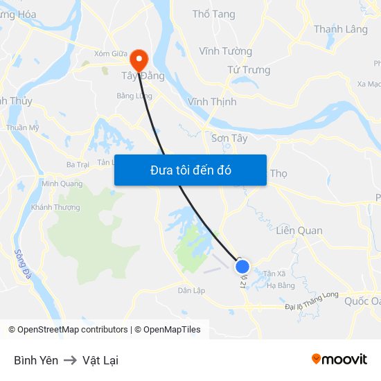 Bình Yên to Vật Lại map