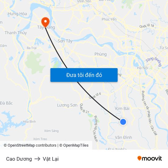 Cao Dương to Vật Lại map