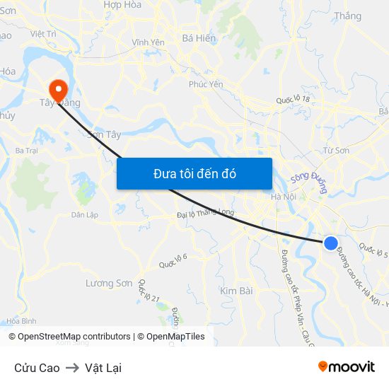 Cửu Cao to Vật Lại map