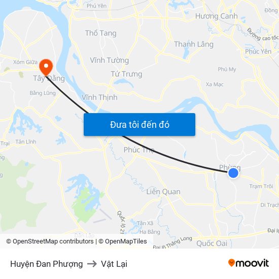 Huyện Đan Phượng to Vật Lại map