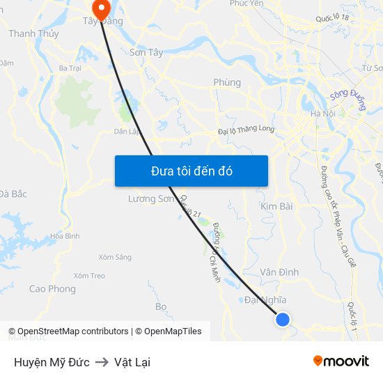 Huyện Mỹ Đức to Vật Lại map