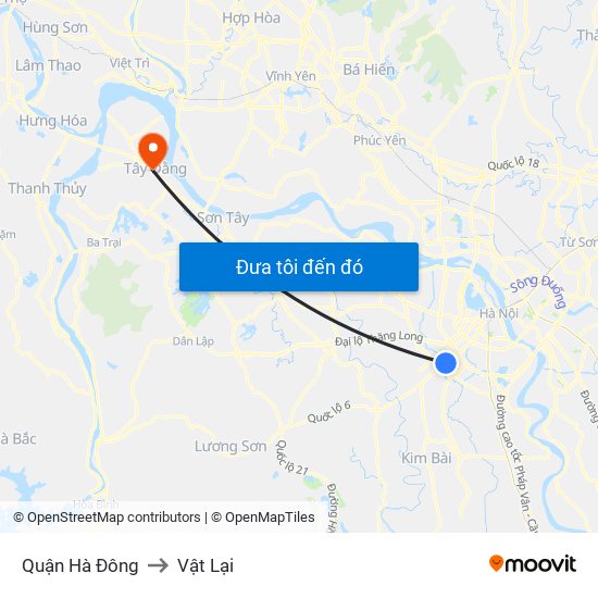 Quận Hà Đông to Vật Lại map