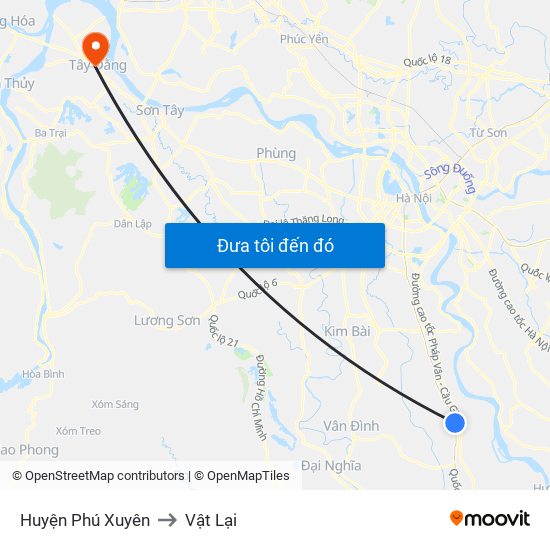 Huyện Phú Xuyên to Vật Lại map