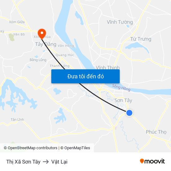 Thị Xã Sơn Tây to Vật Lại map