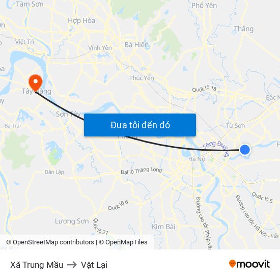 Xã Trung Mầu to Vật Lại map