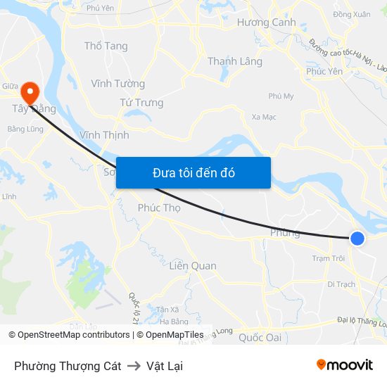 Phường Thượng Cát to Vật Lại map