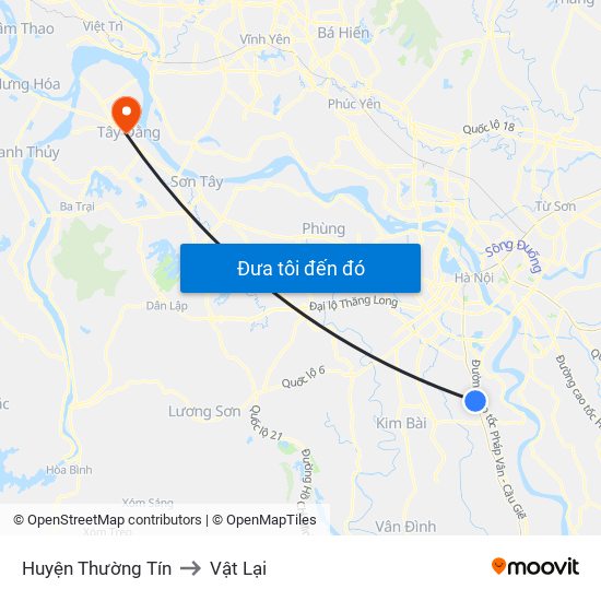 Huyện Thường Tín to Vật Lại map