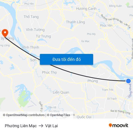 Phường Liên Mạc to Vật Lại map