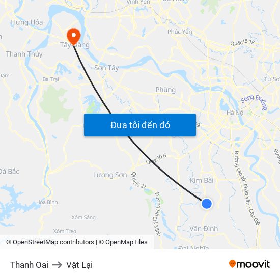 Thanh Oai to Vật Lại map