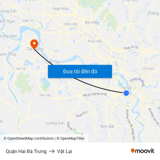 Quận Hai Bà Trưng to Vật Lại map