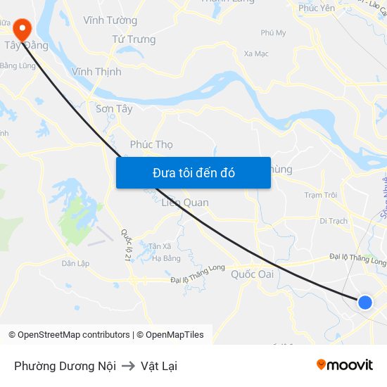 Phường Dương Nội to Vật Lại map