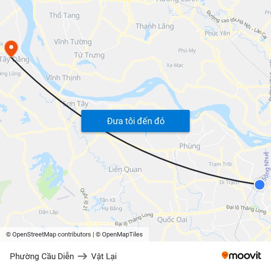 Phường Cầu Diễn to Vật Lại map