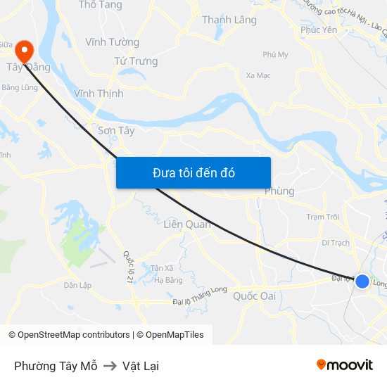 Phường Tây Mỗ to Vật Lại map