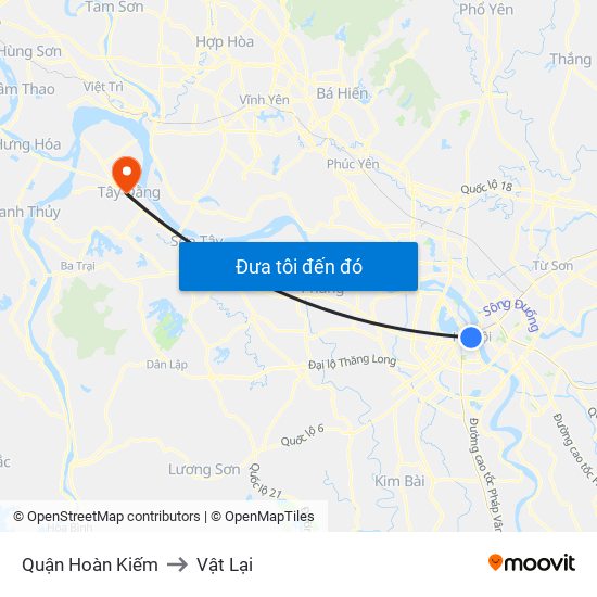 Quận Hoàn Kiếm to Vật Lại map