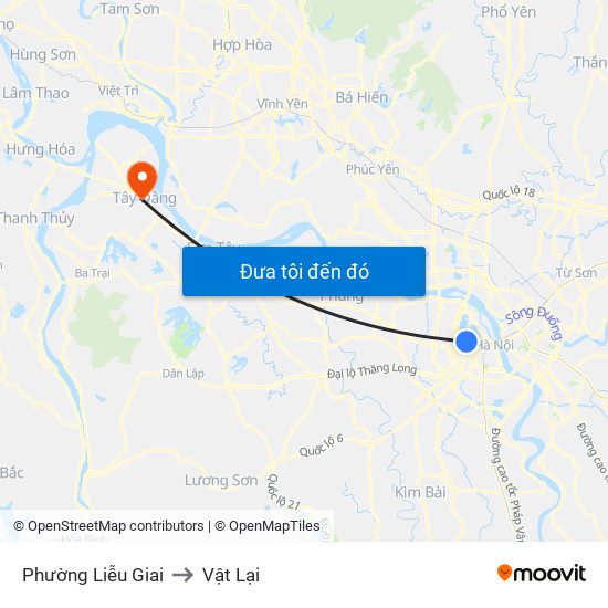 Phường Liễu Giai to Vật Lại map