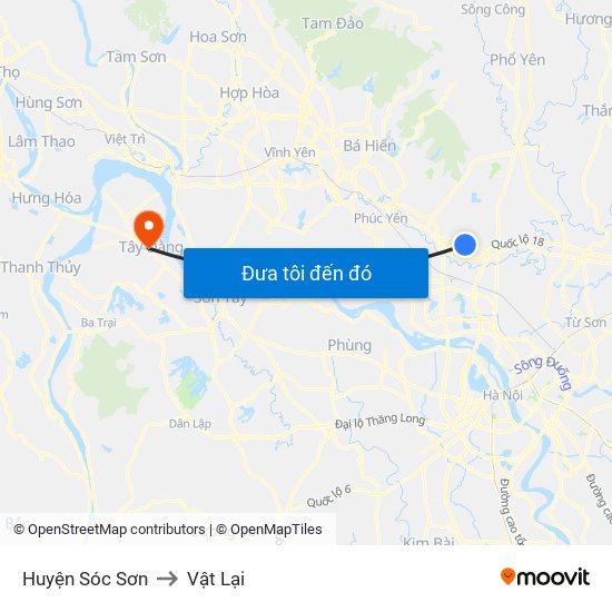 Huyện Sóc Sơn to Vật Lại map