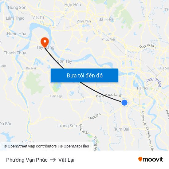 Phường Vạn Phúc to Vật Lại map