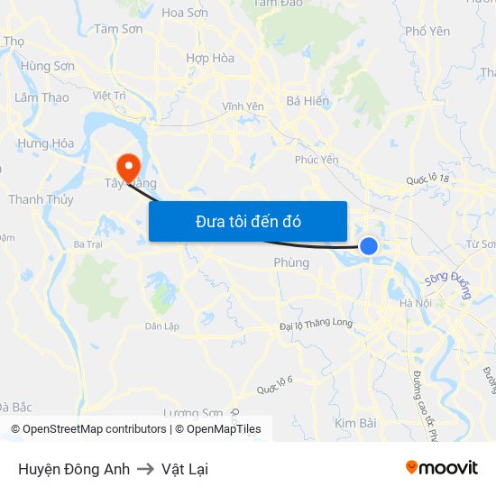 Huyện Đông Anh to Vật Lại map