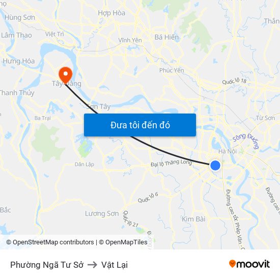 Phường Ngã Tư Sở to Vật Lại map