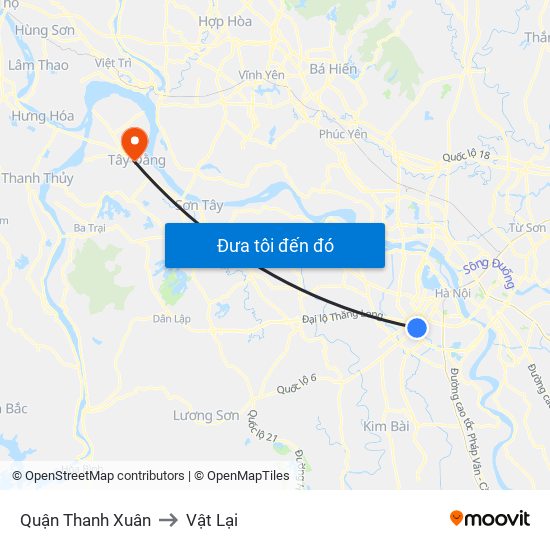 Quận Thanh Xuân to Vật Lại map