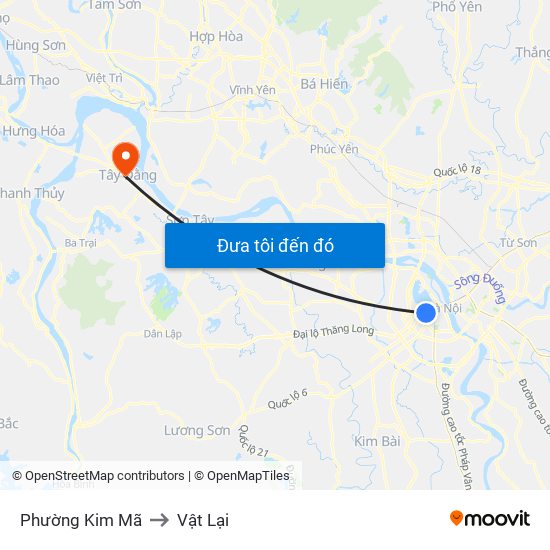 Phường Kim Mã to Vật Lại map