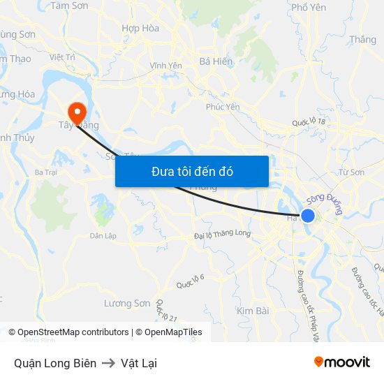 Quận Long Biên to Vật Lại map