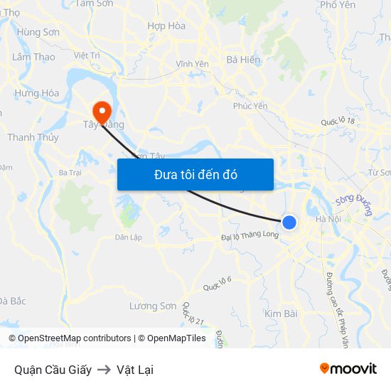 Quận Cầu Giấy to Vật Lại map