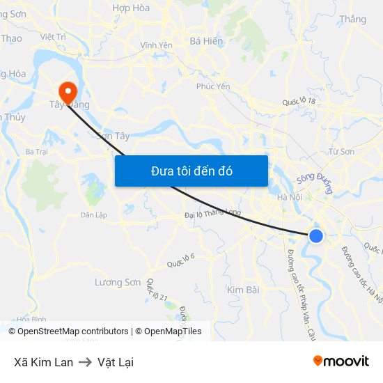 Xã Kim Lan to Vật Lại map