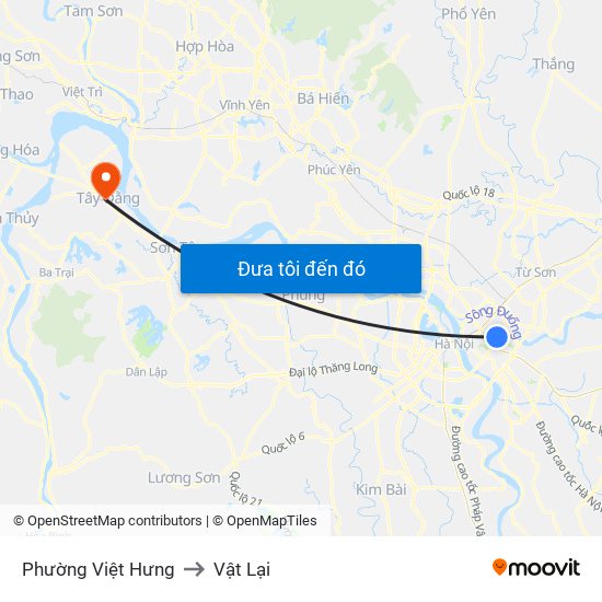 Phường Việt Hưng to Vật Lại map