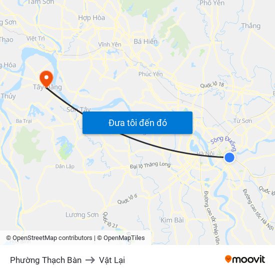 Phường Thạch Bàn to Vật Lại map