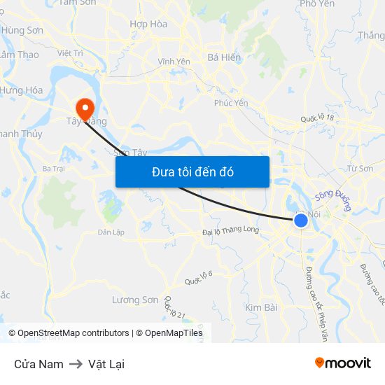 Cửa Nam to Vật Lại map